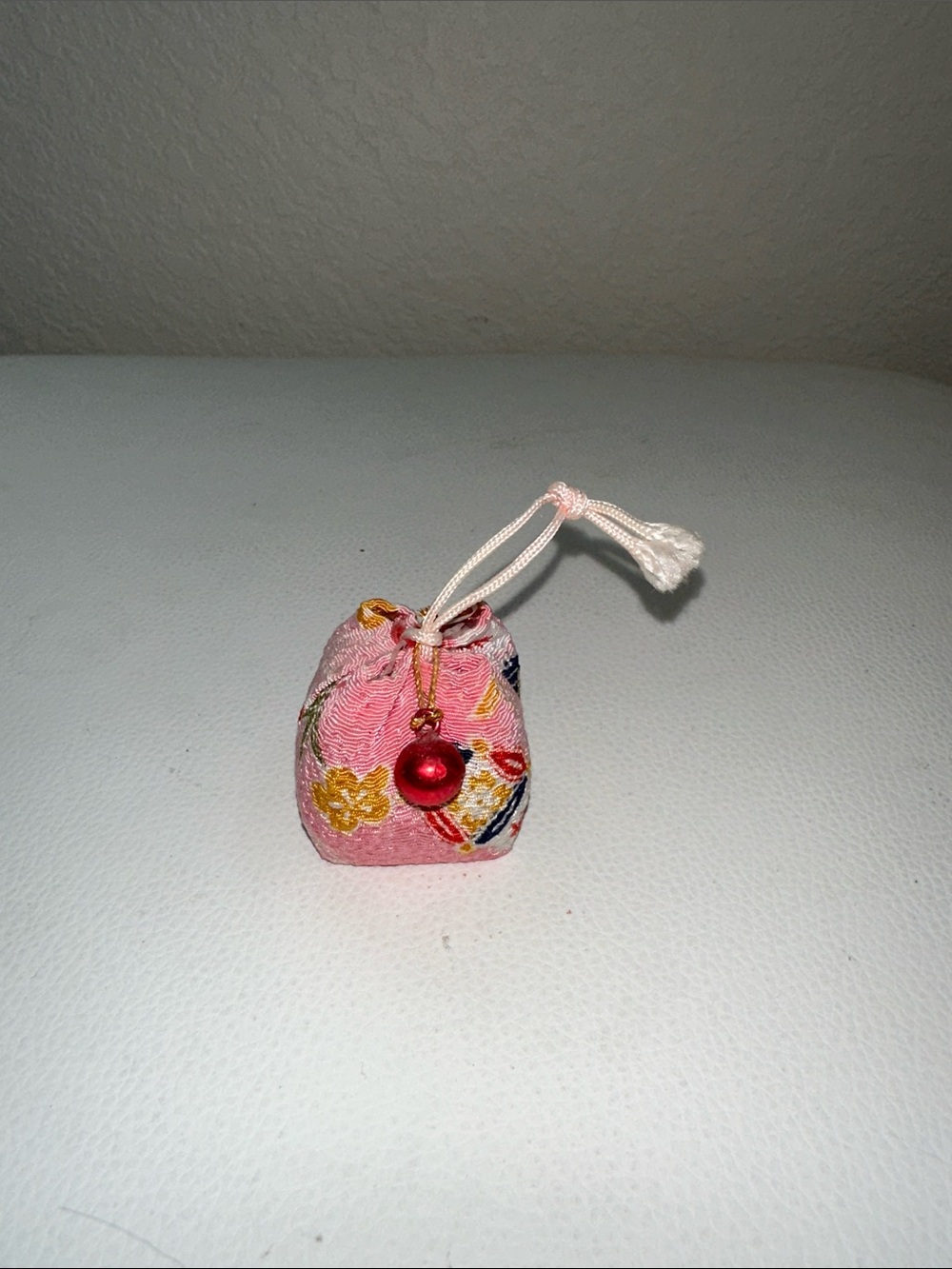 Vintage Japanese Pink Floral Drawstring Charm